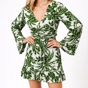 L*Space Geneva Dress Destination Paradise Tropical Wrap Mini NWT Large